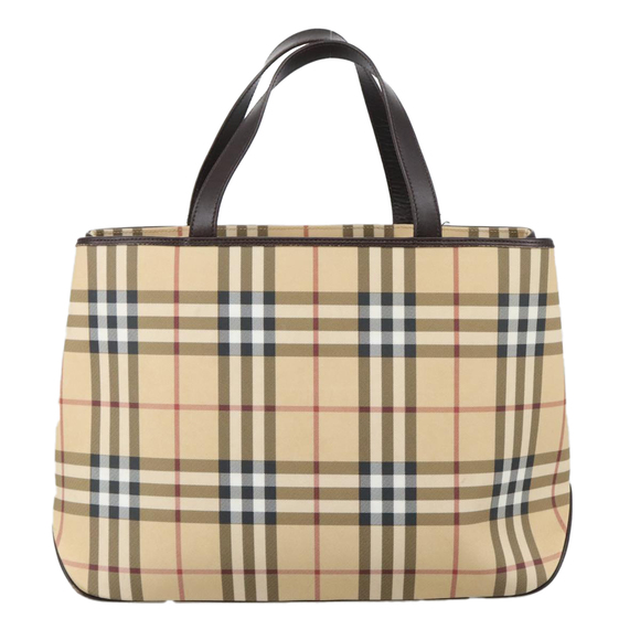 BURBERRY Nova Check Hand Bag PVC Beige Auth 103797 - Picture 2 of 16